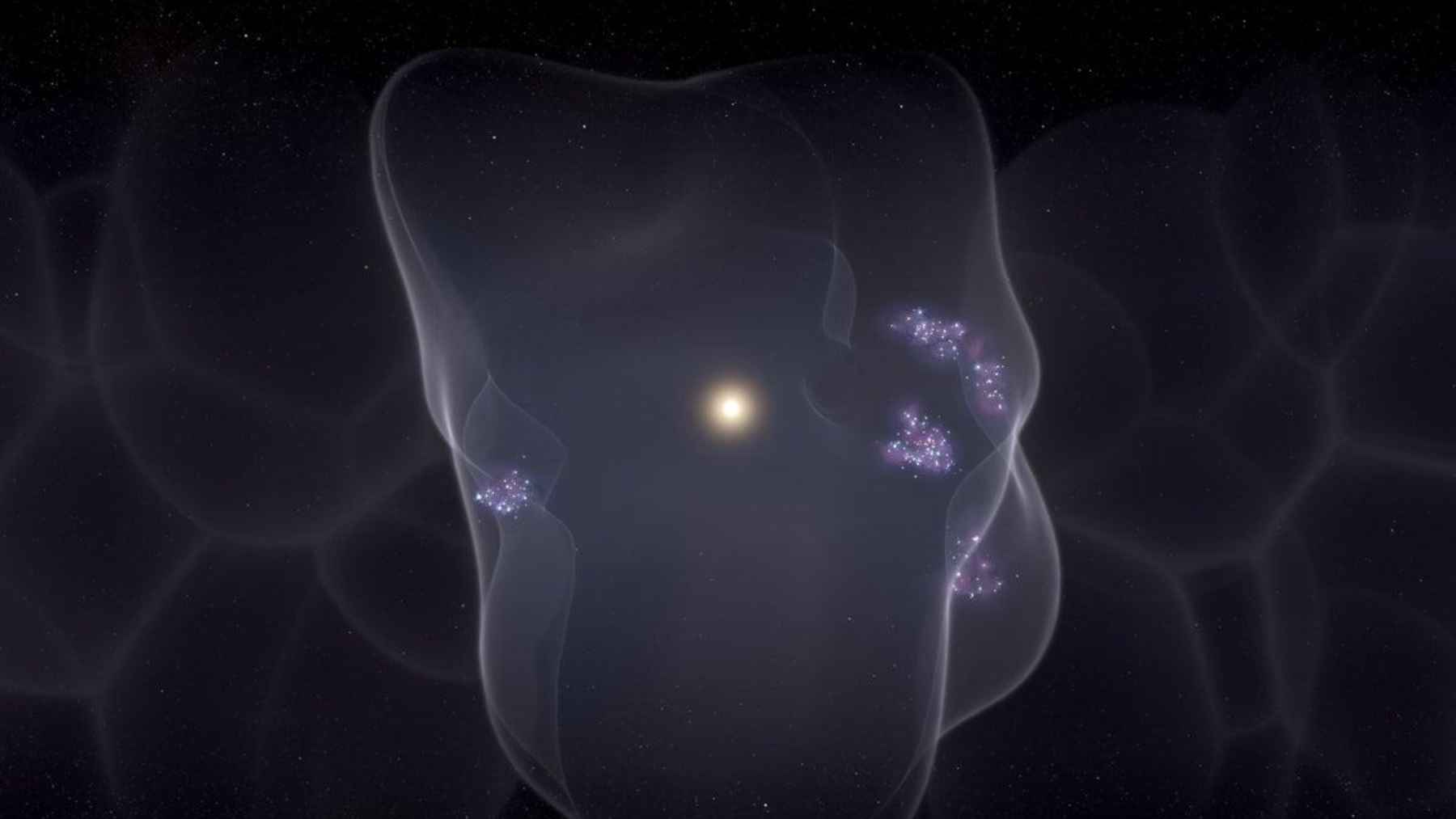Visualization of the Eos molecular cloud, a hidden hydrogen structure discovered near the solar system.