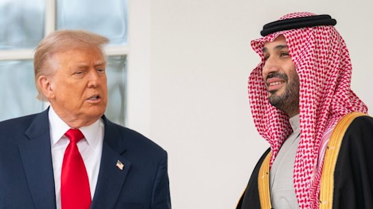 Donald Trump with Saudi Crown Prince Mohammed bin Salman at the White House last year. Saudi Arabia has resisted joining the Abraham Accords.