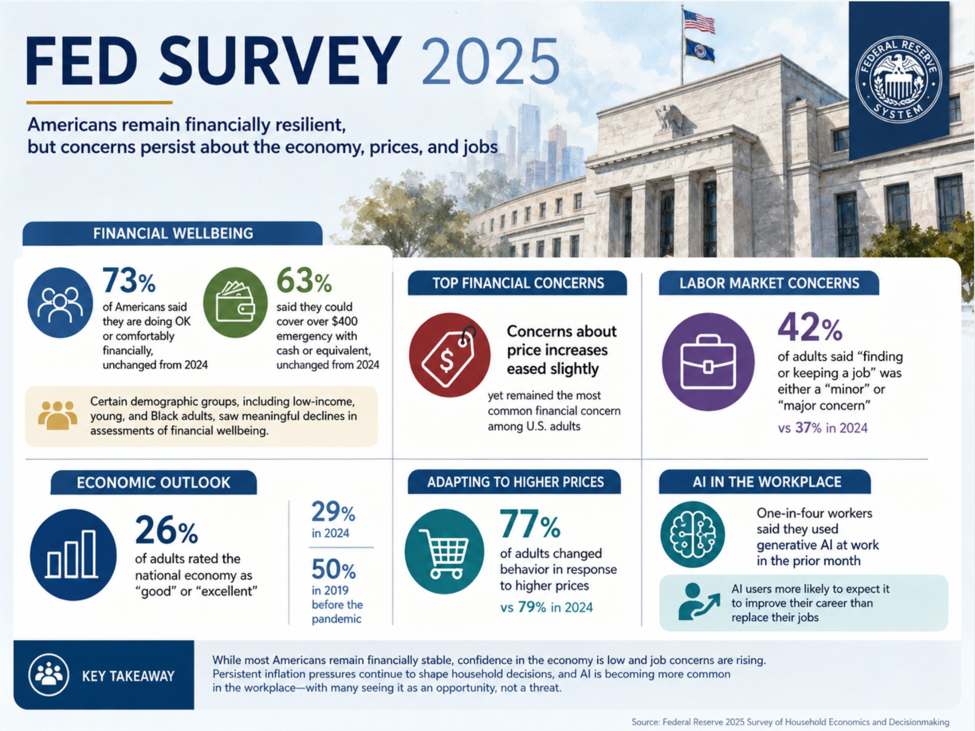 Fed:Americans remained financially resilient in 2025, but worries beneath the surface grew