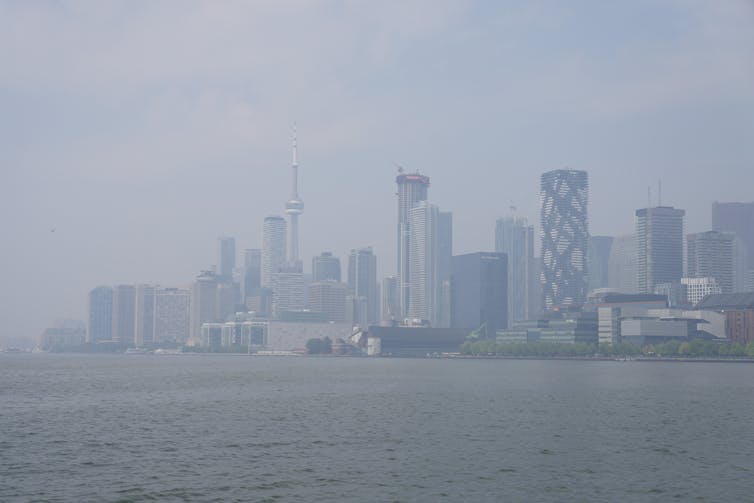 Toronto skyline in smog