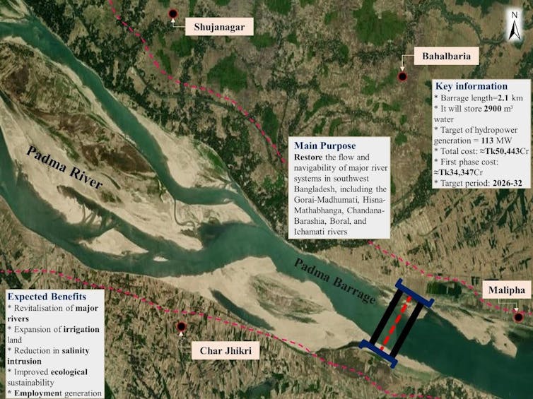 Annotated image of Padma river