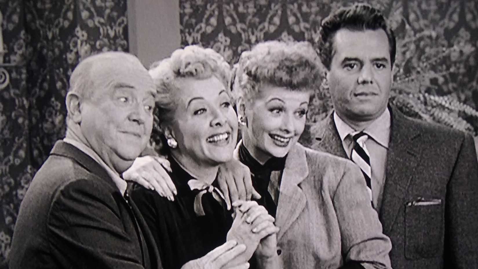 Fred, Ethel, Lucy, and Ricky in I Love Lucy.