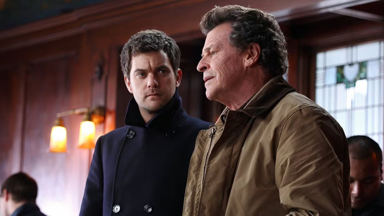 Joshua Jackson and John Noble as Peter and Walter Bishop, investigating together on Fringe.