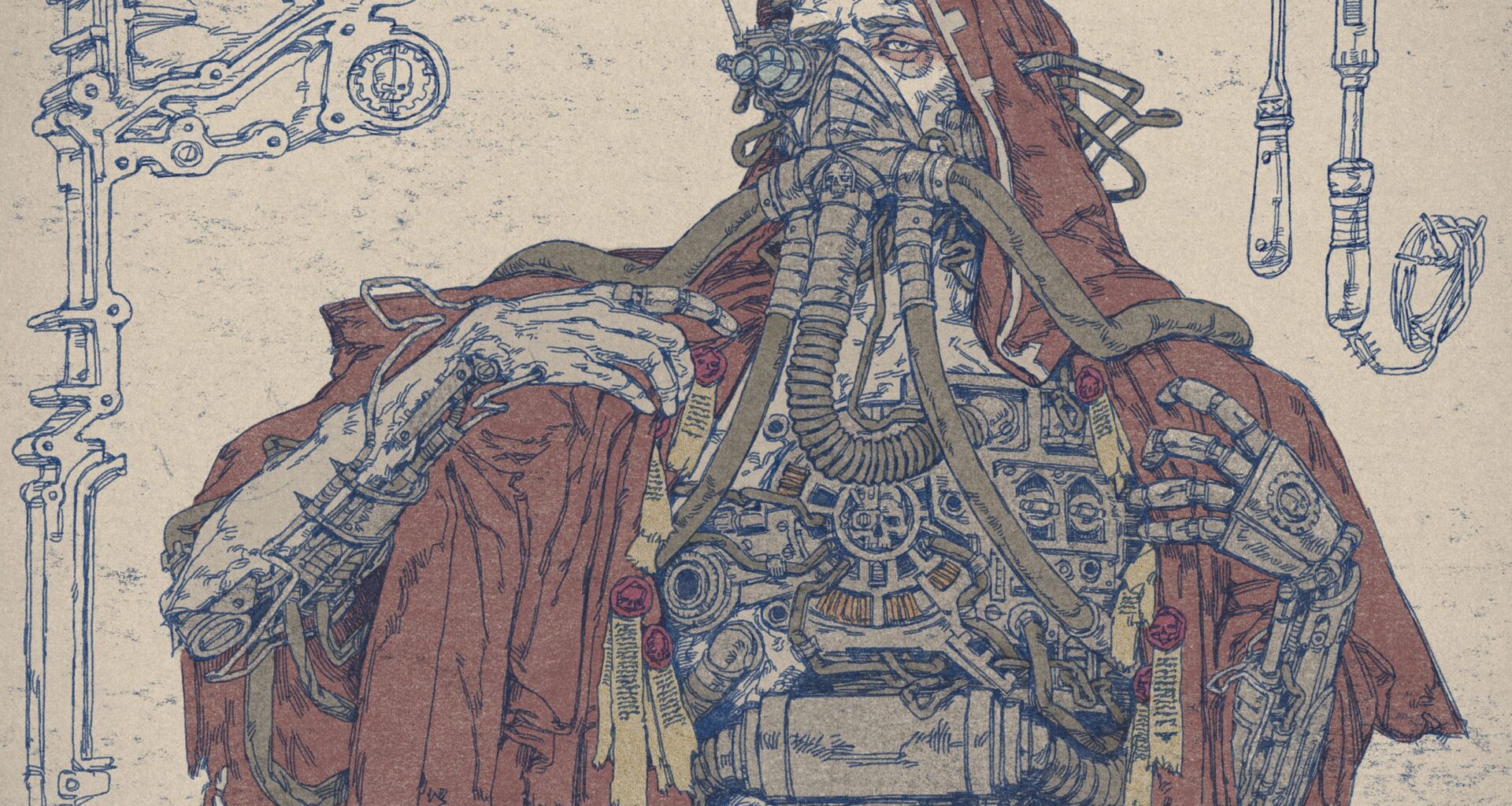 From ents to tech priests, this artist fuses machinery and organic biomatter to create imaginative fantasy characters