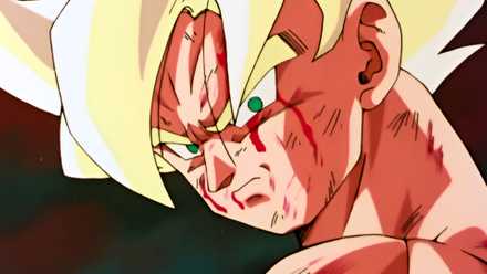 Super Saiyan Goku staring back