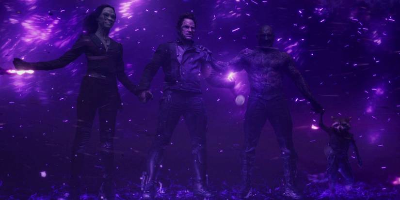 The Guardians holding the Power Stone together in Guardians of the Galaxy