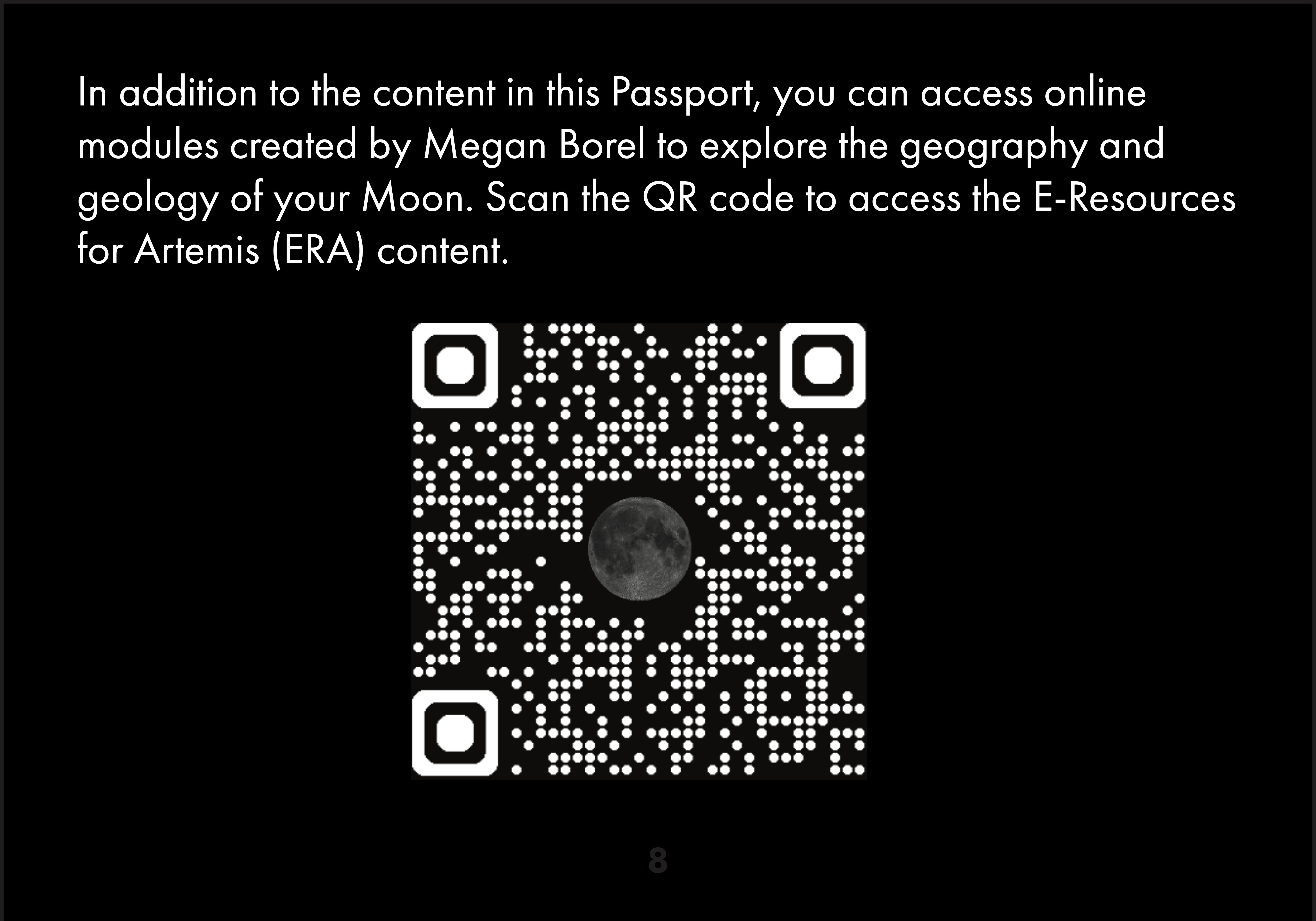 QR code page for Artemis 2 Lunar Science Passport.