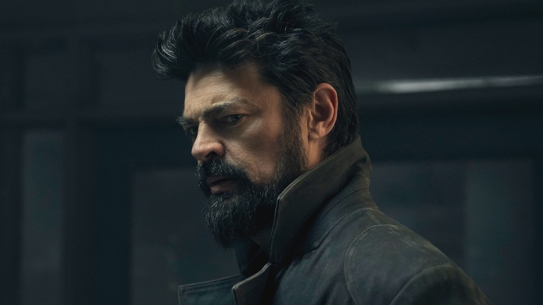 Billy Butcher (Karl Urban) standing in a dark room on 