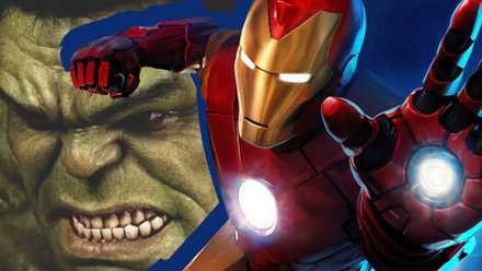 iron man and the hulk in an action pose