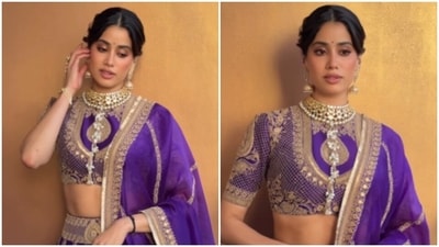 Janvhi Kapoor dazzles in a lehenga during Peddi event.