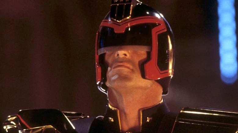 Judge Dredd looking up
