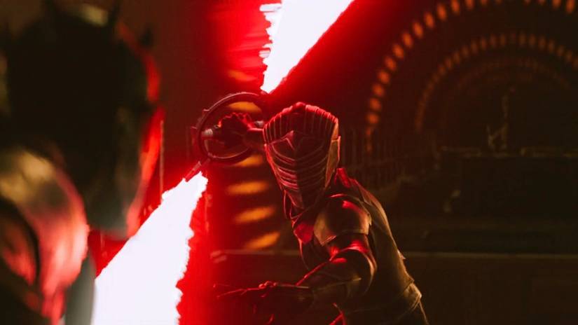 Marrok wielding a red lightsaber while preparing to attack Maul in Maul - Shadow Lord