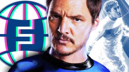 pedro pascal's reed richards next to future foundation symbol from fantastic four lore