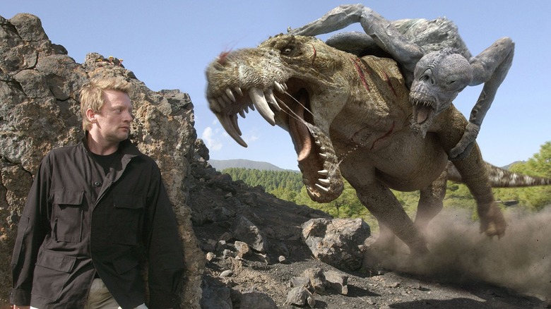 Nick Cutter hiding from a Gorgonopsid and a predator in 