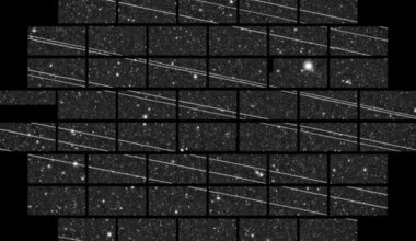 A series of gray squares with white dots and streaks across them.