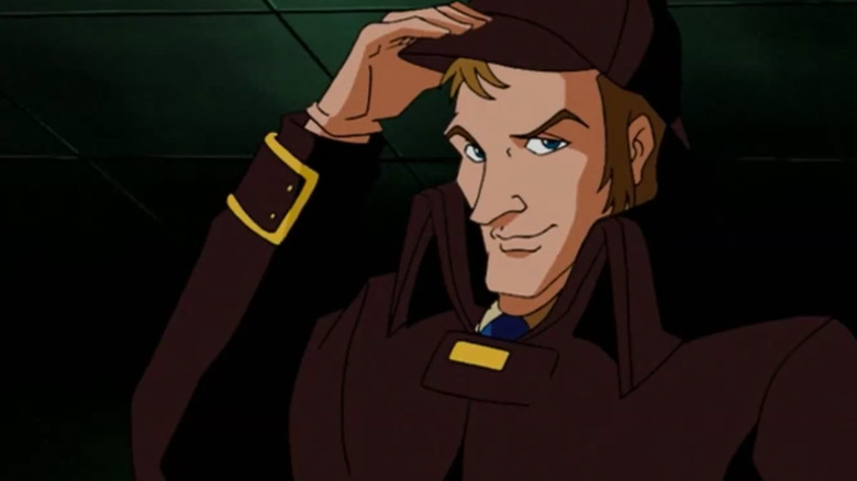 Sherlock Holmes (Jason Gray-Stanford) adjusts his deerstalker in Sherlock Holmes in the 22nd Century