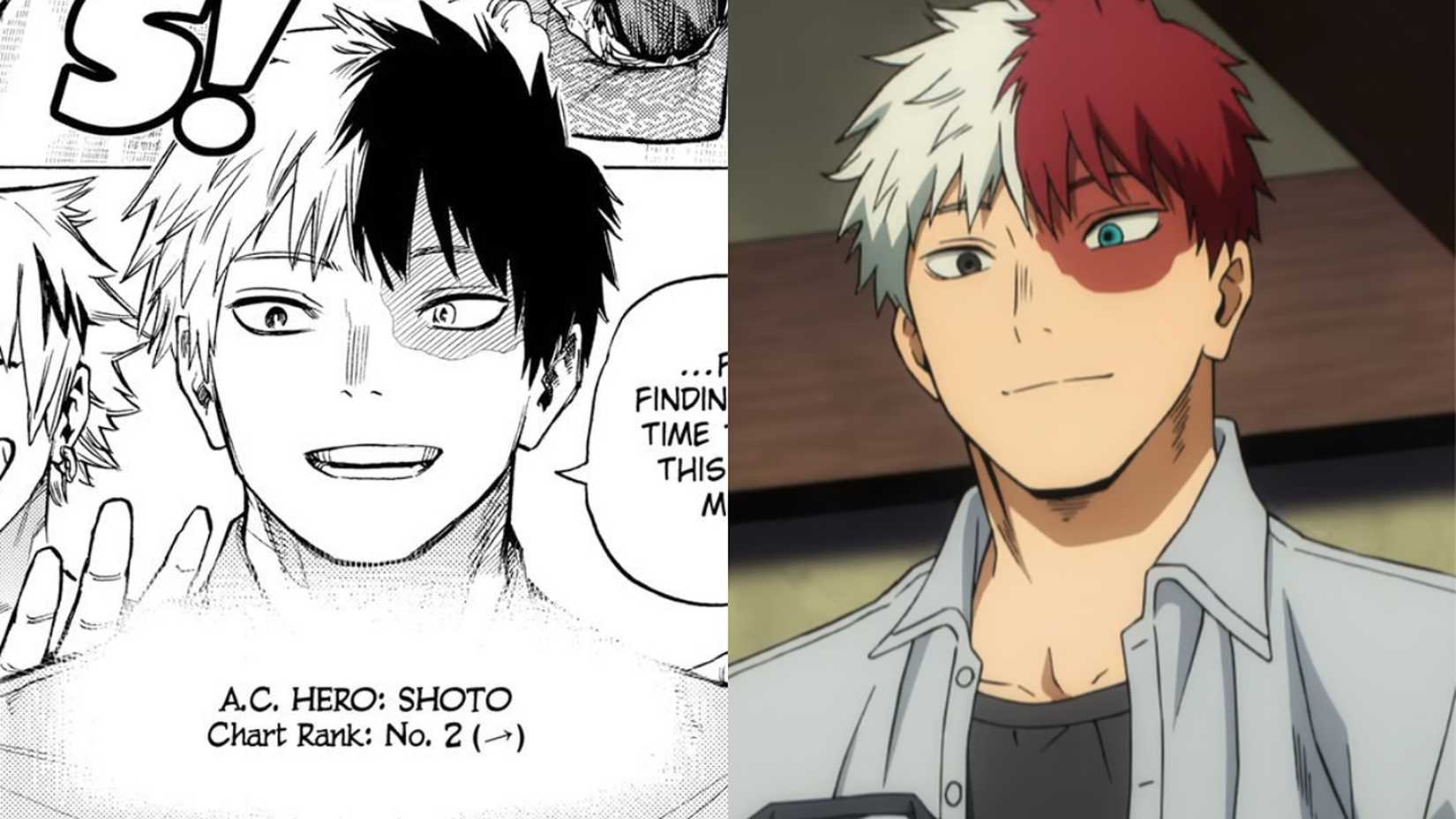 Shoto Todoroki from Manga and Anime Comparison