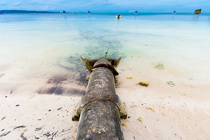 Sewage pipe in tropical ocean.