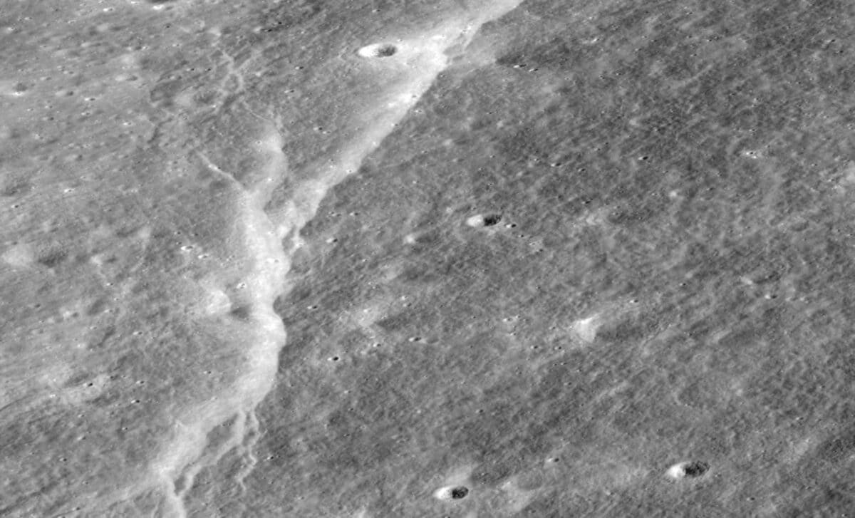 Slipher Crater's Thrust Fault Cliff, Lunar North Pole, Lro Cameradem Composite ©nasagsfcarizona State University
