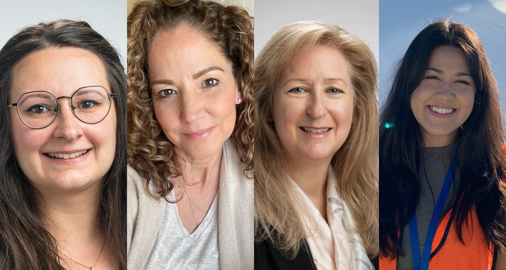 Portrait photos of the NASA Ames Stars of the Month for May 2026. pictured left to right) Lora Jovanavić, Tammy Moore, Frances Donovan, and Jaden Ta.