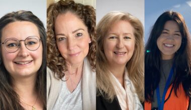 Portrait photos of the NASA Ames Stars of the Month for May 2026. pictured left to right) Lora Jovanavić, Tammy Moore, Frances Donovan, and Jaden Ta.
