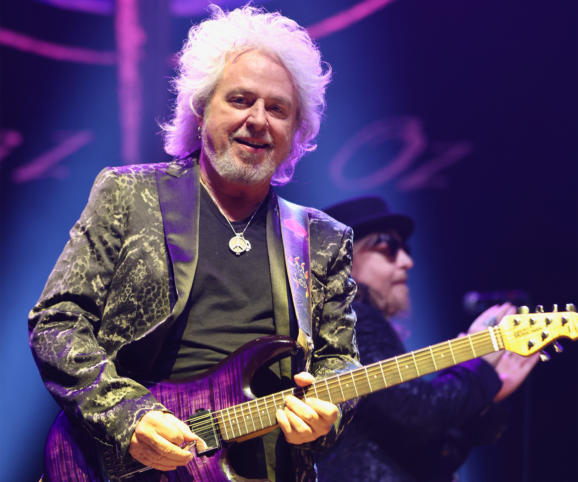 A photo of Steve Lukather performing with Toto in Aukland in April 2025