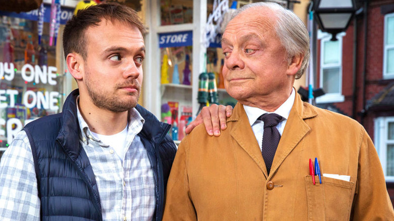 James Baxter as Leroy and David Jason as Granville are an unlikely father-son partnership in Still Open All Hours