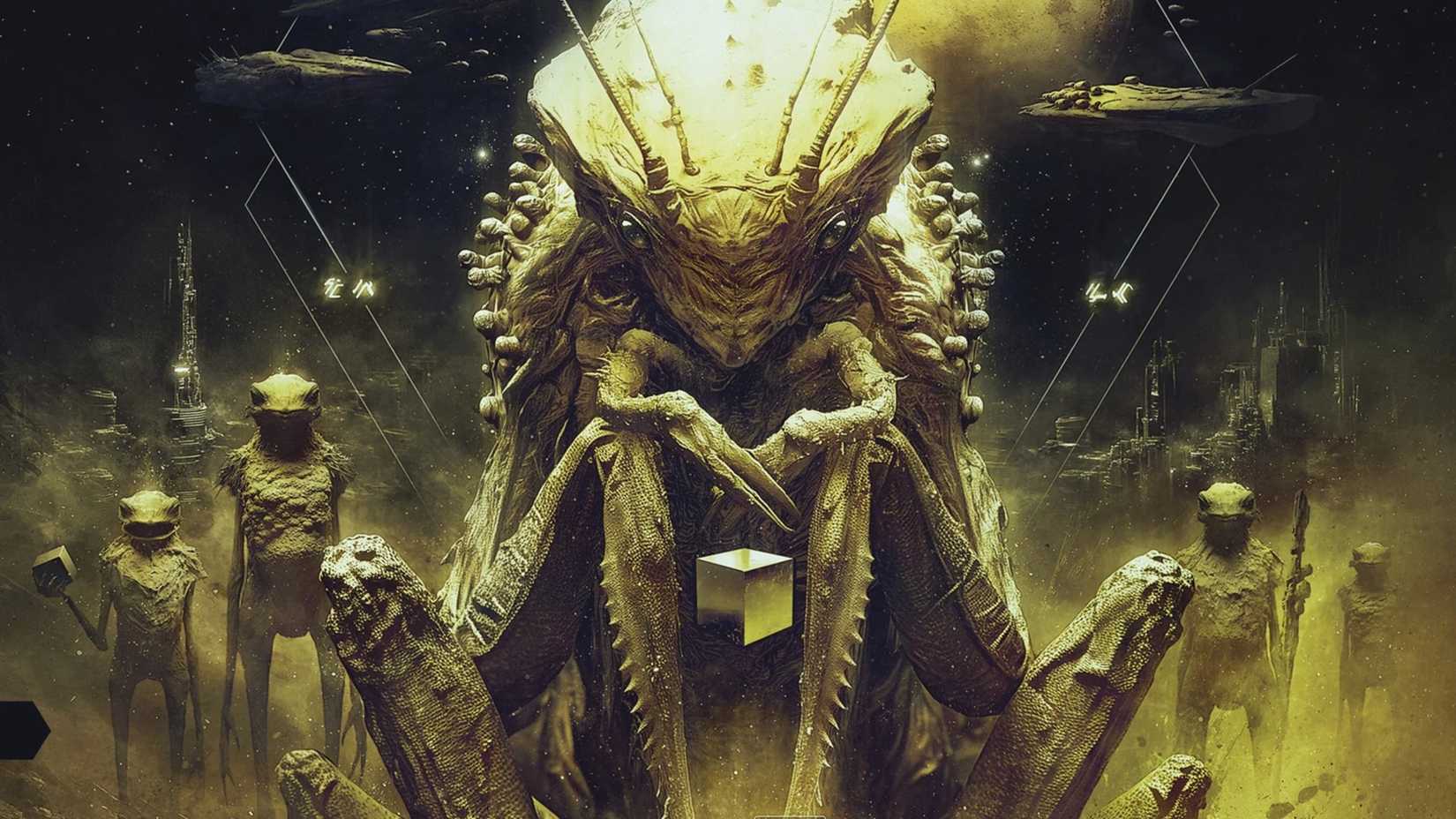The Mercy of Gods poster shows the Carryx Empire