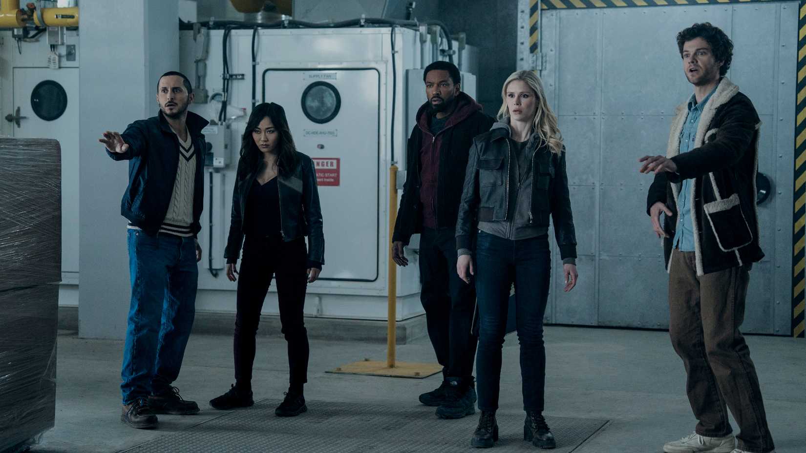 Frenchie, Kimiko, MM, Starlight, and Hughie standing in a lab in The Boys season 5