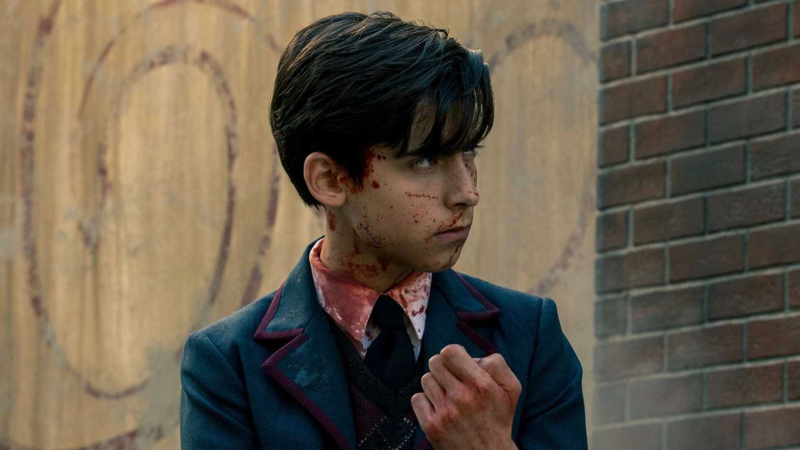 Number Five covered in blood