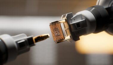 A semiconductor chip being manufactured.