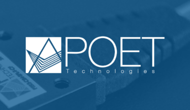 The Poet Technologies logo against a blue background.