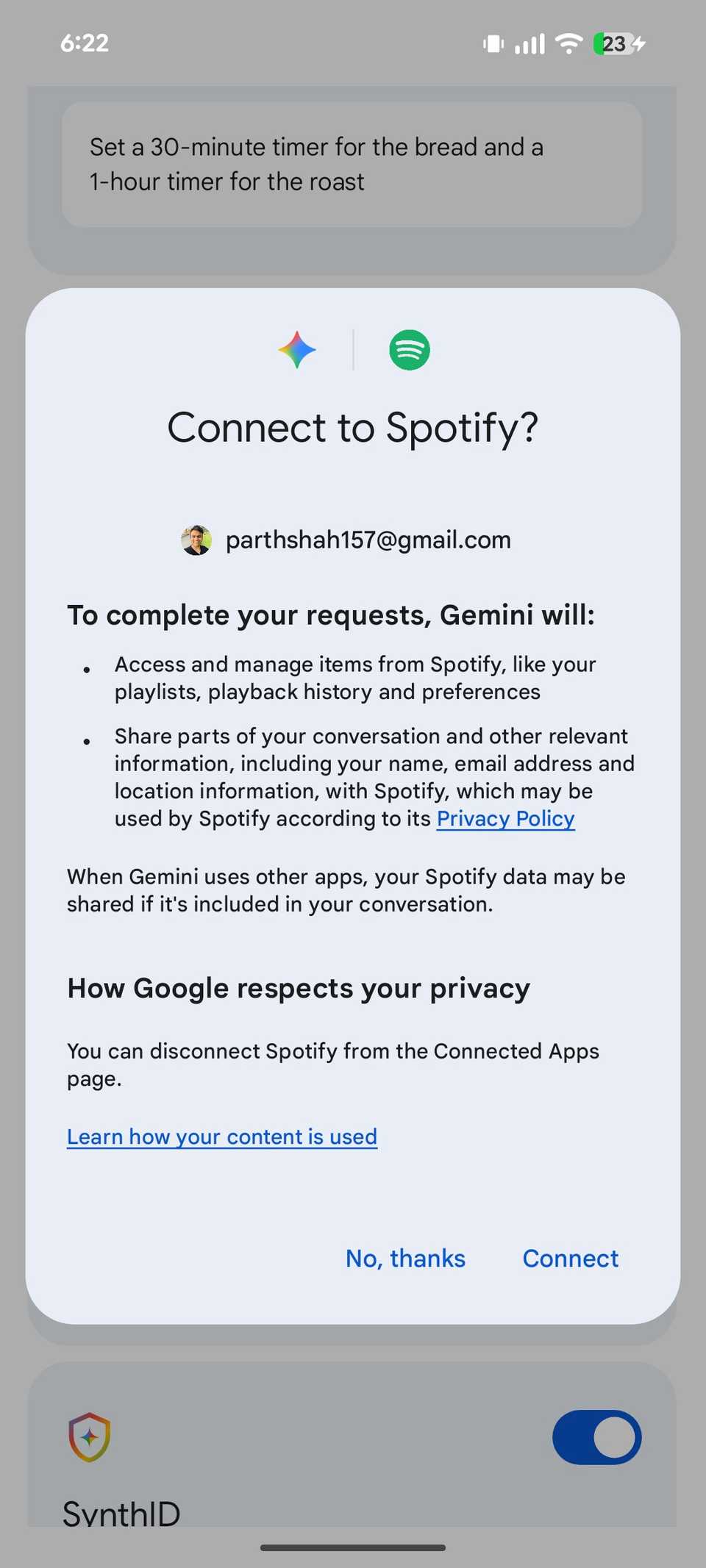 Connect Gemini with Spotify