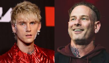 Machine Gun Kelly in 2021 and Corey Taylor in 2024