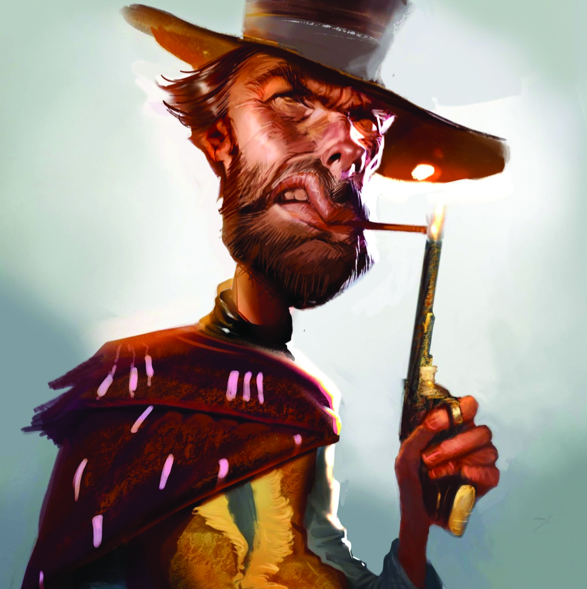 A caricature of Clint Eastwood by Luis Rojas