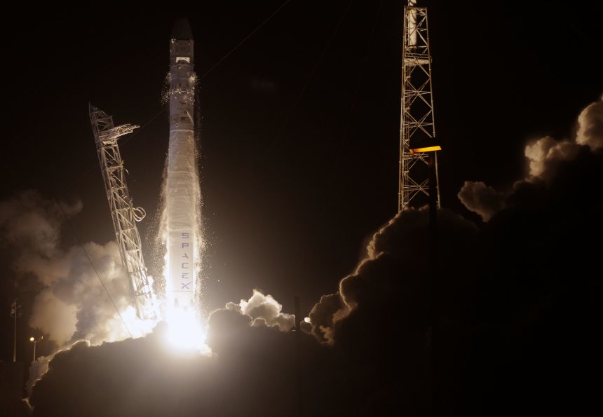 SpaceX's Falcon 9 rocket blasts off from Cape Canaveral, Florida on October 7, 2012.