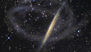 NGC 5907, some 50 million light years away, wrapped in vast loops of stars, the shredded remains of a smaller galaxy it consumed billions of years ago. Arrakihs will hunt for streams like these around at least 80 Milky Way-sized galaxies (Credit : R. Jay GaBany)