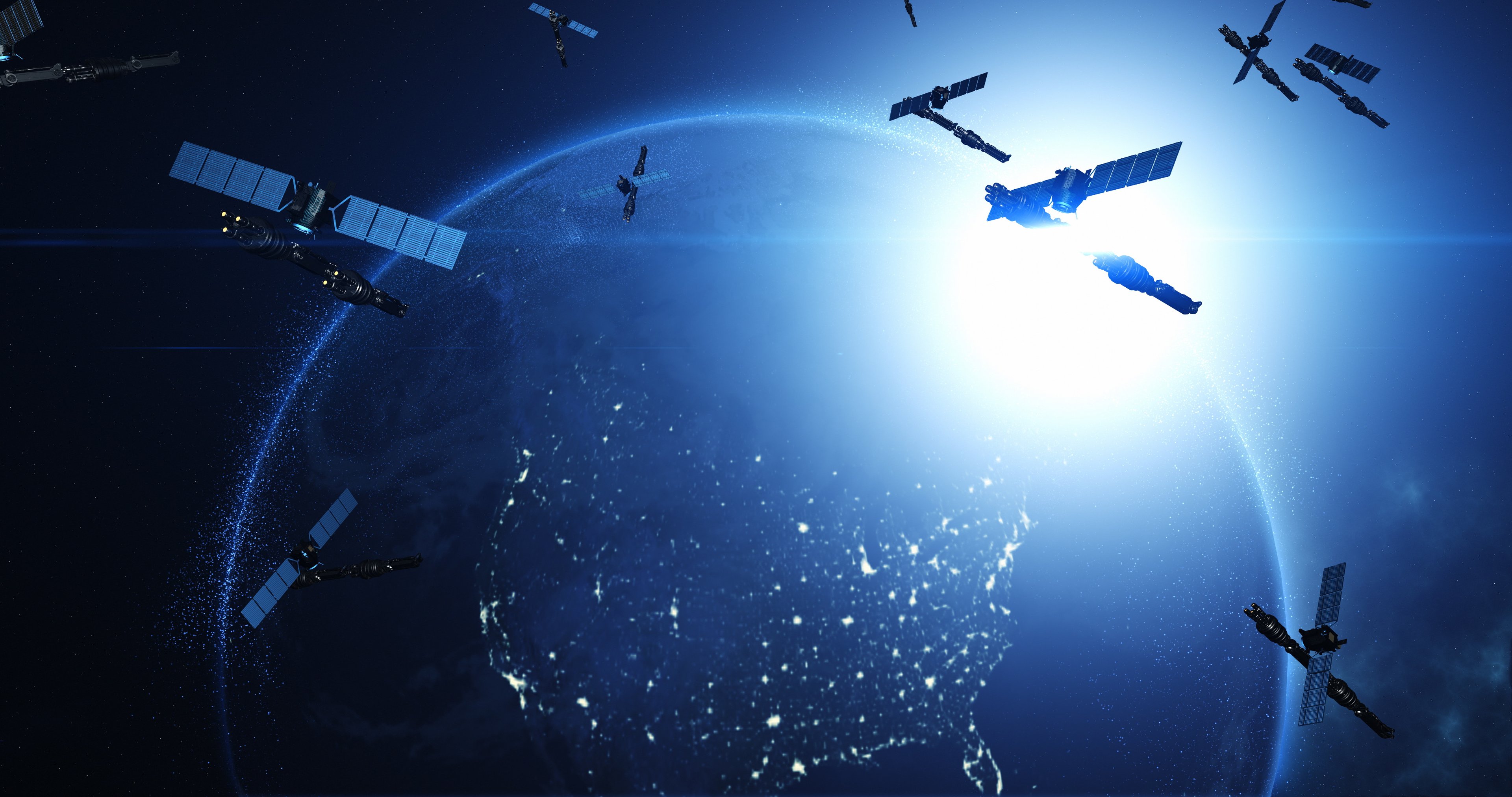 Satellites orbiting Earth.