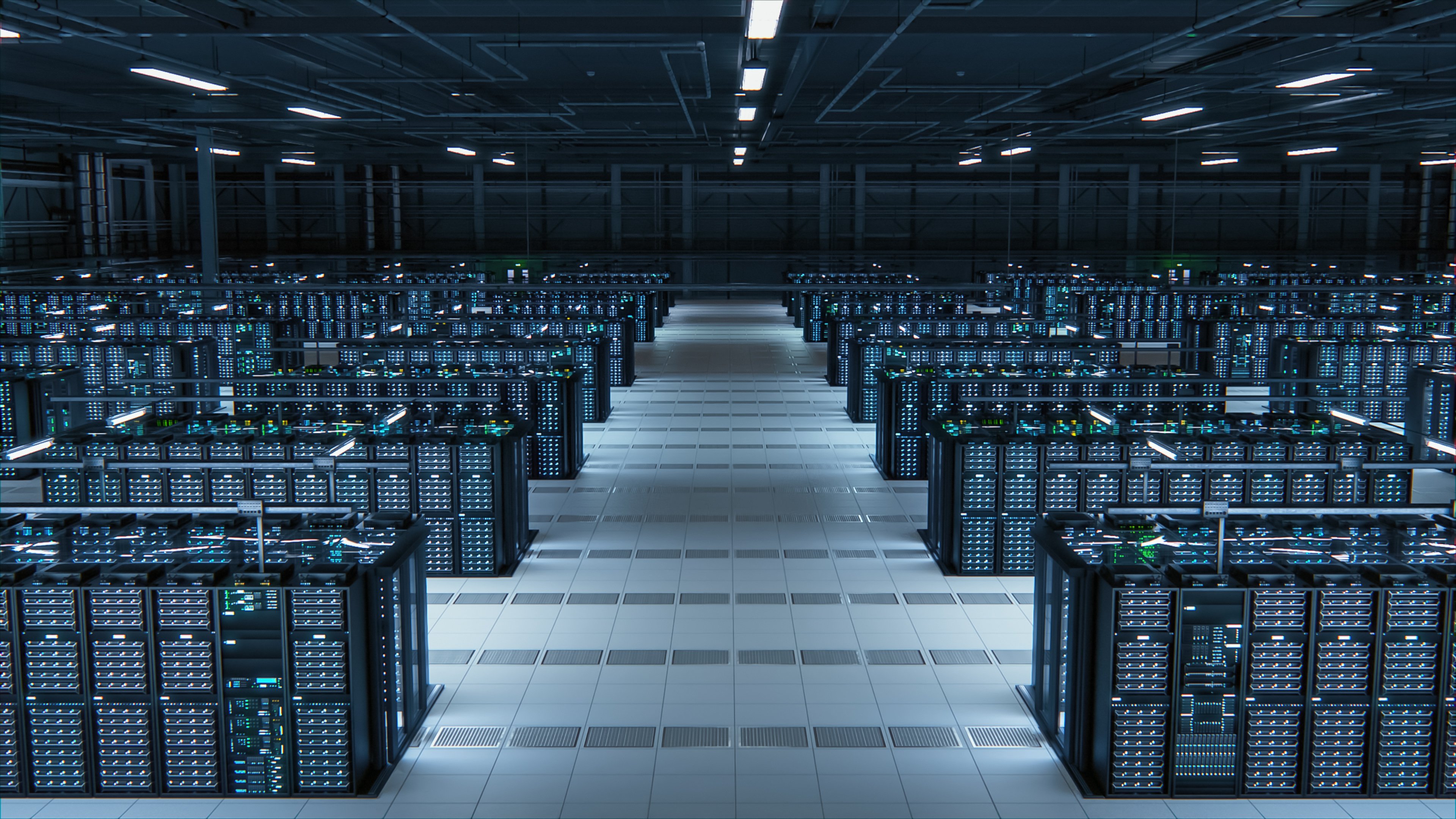 Computer servers in a large data center.