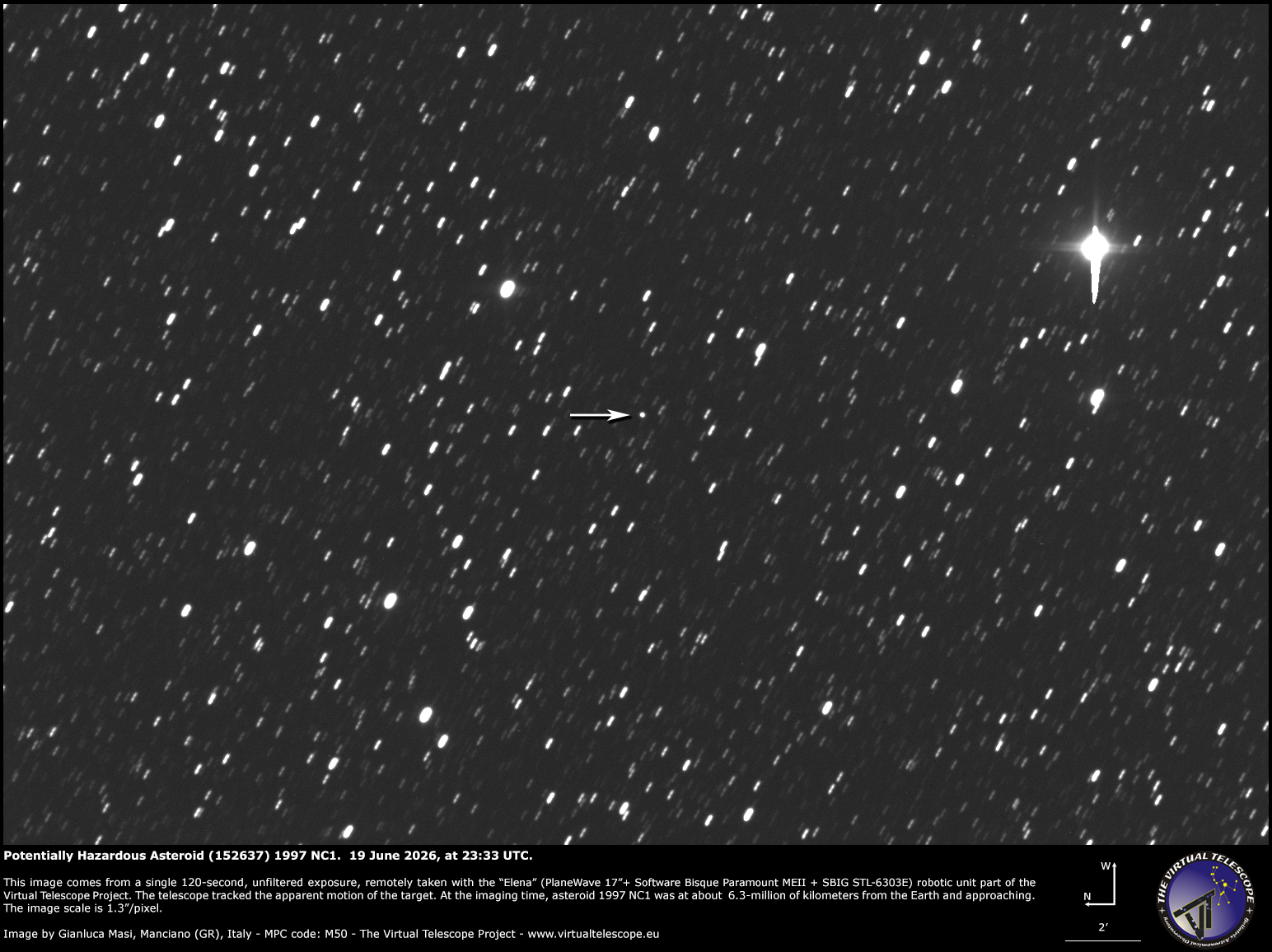 Potentially Hazardous Asteroid (152637) 1997 NC1: 19 June 2026.