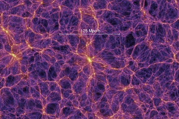 A computer simulation showing of the “cosmic web” of the universe. Magnetism may hold a key role in the universe’s structure.
