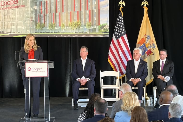 N.J. Gov. Mikie Sherrill spoke at an event announcing Cooper University Health Care's plan to build a $300 million outpatient clinic in Gloucester Township, Camden County.