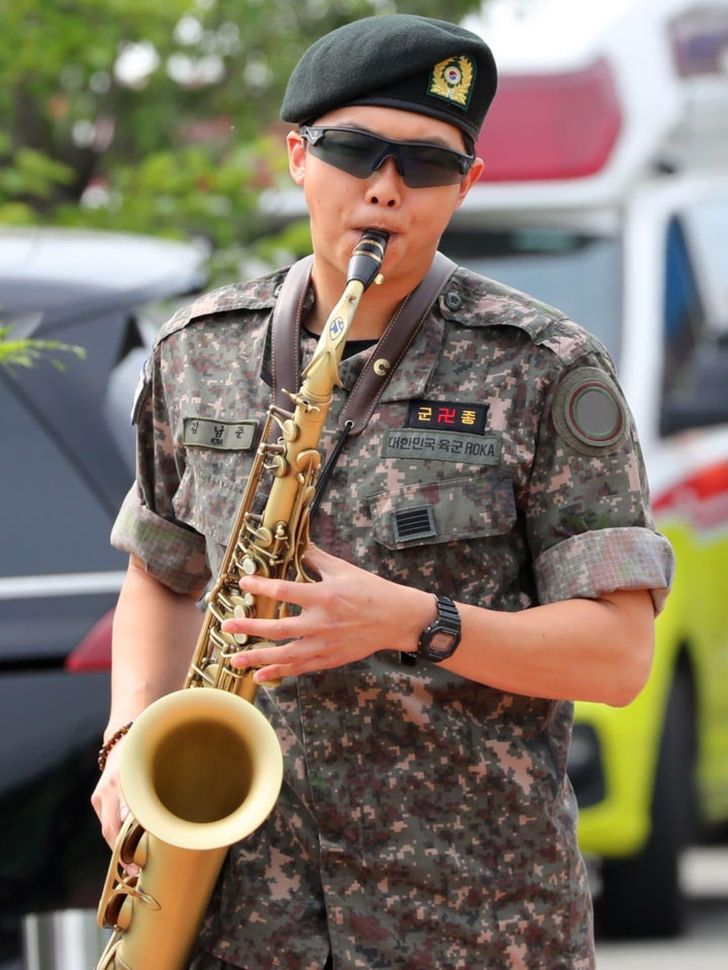 BTS member RM greets fans with a music performance after completing his military service. Captured from his Instagram