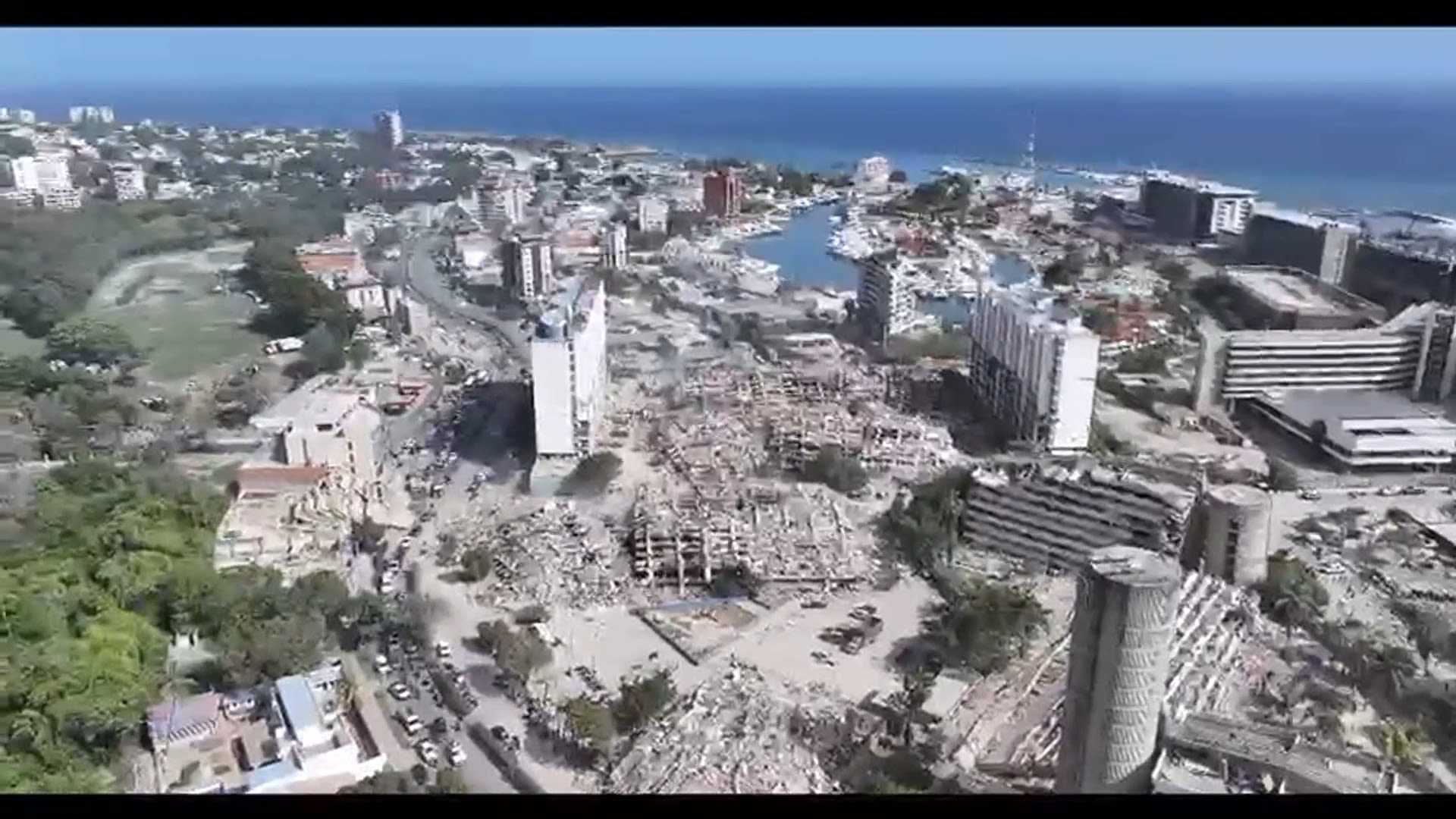 <p>Aerial footage shows the damage causted by the Wednesday's twin earhtquakes that hit Venezuela’s coastal state of La Guaira.</p>
