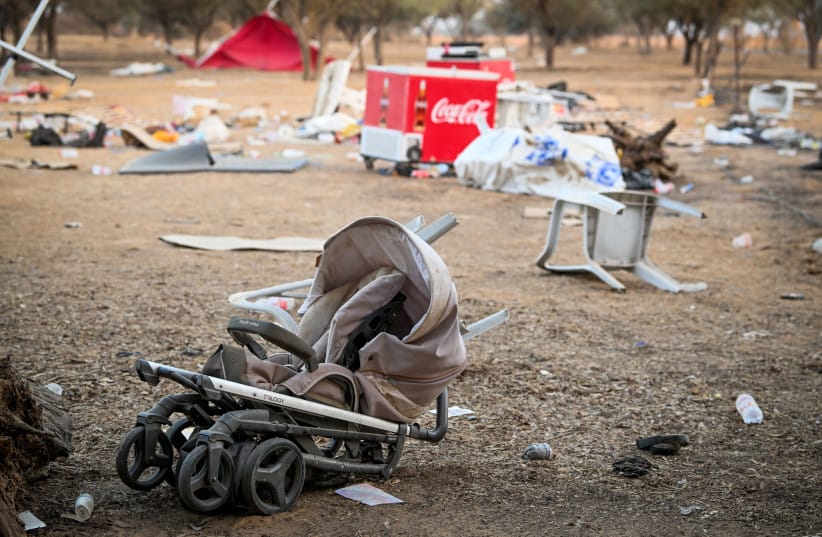 The aftermath of Hamas's Nova music festival massacre in Re'im, southern Israel, on October 7, 2023. Picture taken November 2, 2023