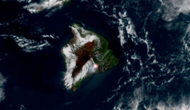 A volcanic eruption seen from space photo of the day for June 17, 2026