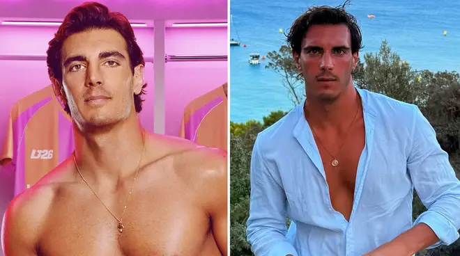 Love Island's Lorenzo Alessi promo image and pictured posing on holiday.