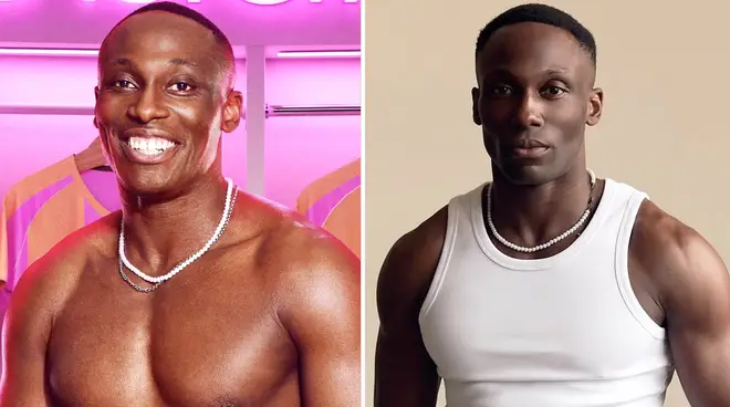 Love Island's Ope Sowande's promo image and pictured posing.