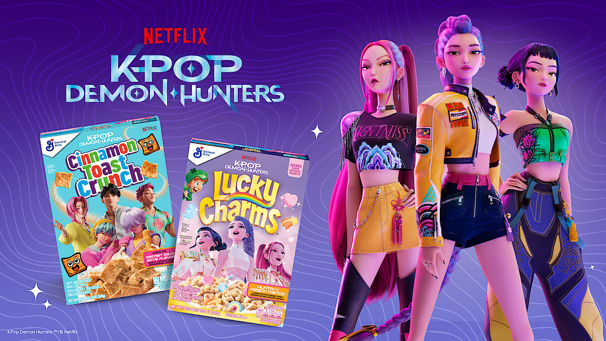 KPop Demon Hunters Releases HUNTR/X Peach Mango Lucky Charms and Saja Boys Cinnamon Toast Crunch