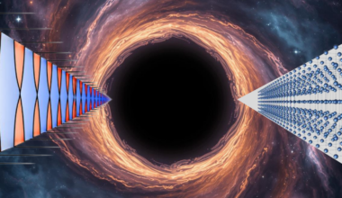 An illustration shows the fabric of spacetime "crystalizing" to birth a critical collapse black hole